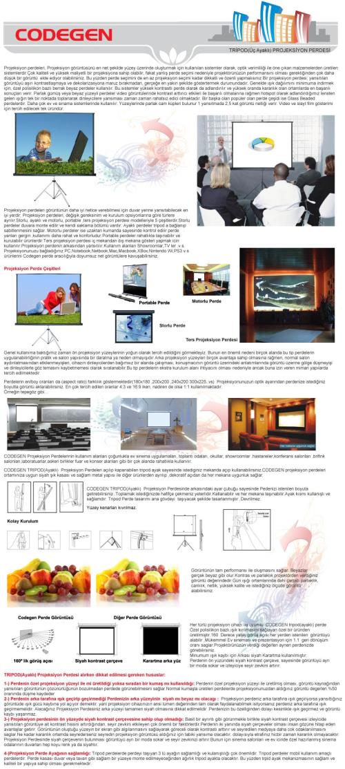 En ucuz CODEGEN (TX-18) 180X180 TRIPOD PROJEKSIYON PERDESI